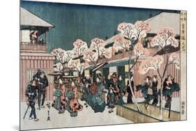 Cherry Blossoms of Yoshiwara, Japanese Wood-Cut Print-Lantern Press-Mounted Premium Giclee Print