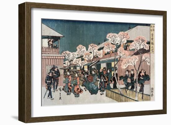 Cherry Blossoms of Yoshiwara, Japanese Wood-Cut Print-Lantern Press-Framed Art Print