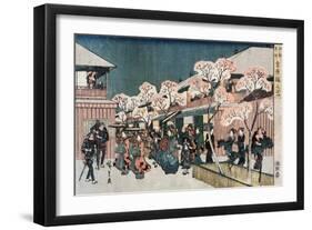 Cherry Blossoms of Yoshiwara, Japanese Wood-Cut Print-Lantern Press-Framed Art Print