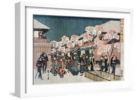 Cherry Blossoms of Yoshiwara, Japanese Wood-Cut Print-Lantern Press-Framed Art Print