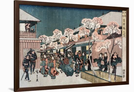 Cherry Blossoms of Yoshiwara, Japanese Wood-Cut Print-Lantern Press-Framed Art Print