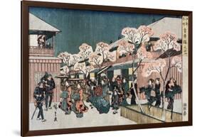 Cherry Blossoms of Yoshiwara, Japanese Wood-Cut Print-Lantern Press-Framed Art Print