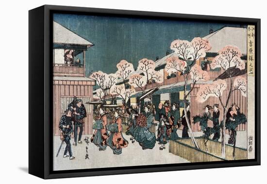 Cherry Blossoms of Yoshiwara, Japanese Wood-Cut Print-Lantern Press-Framed Stretched Canvas