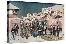 Cherry Blossoms of Yoshiwara, Japanese Wood-Cut Print-Lantern Press-Stretched Canvas