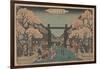 Cherry Blossoms on Naka-No-Cho in the Yoshiwara (Woodcut)-Ando or Utagawa Hiroshige-Framed Giclee Print