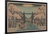 Cherry Blossoms on Naka-No-Cho in the Yoshiwara (Woodcut)-Ando or Utagawa Hiroshige-Framed Giclee Print