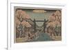 Cherry Blossoms on Naka-No-Cho in the Yoshiwara (Woodcut)-Ando or Utagawa Hiroshige-Framed Giclee Print