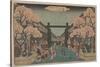 Cherry Blossoms on Naka-No-Cho in the Yoshiwara (Woodcut)-Ando or Utagawa Hiroshige-Stretched Canvas