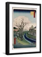 Cherry Blossoms, Tama River Embankment-Ando Hiroshige-Framed Giclee Print