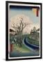 Cherry Blossoms, Tama River Embankment-Ando Hiroshige-Framed Giclee Print