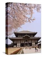Cherry Blossoms, the Great Buddha Hall, Todaiji Temple, Nara, Honshu Island, Japan-Christian Kober-Stretched Canvas
