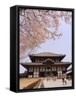 Cherry Blossoms, the Great Buddha Hall, Todaiji Temple, Nara, Honshu Island, Japan-Christian Kober-Framed Stretched Canvas