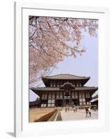 Cherry Blossoms, the Great Buddha Hall, Todaiji Temple, Nara, Honshu Island, Japan-Christian Kober-Framed Photographic Print