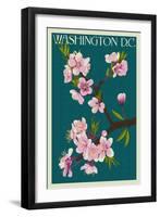 Cherry Blossoms - Washington DC-Lantern Press-Framed Art Print