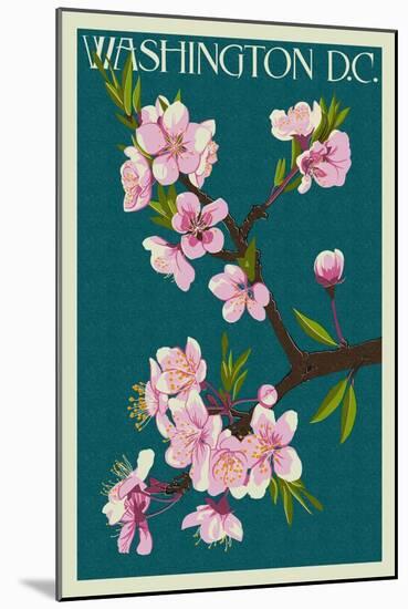 Cherry Blossoms - Washington DC-Lantern Press-Mounted Art Print