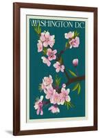 Cherry Blossoms - Washington DC-Lantern Press-Framed Art Print