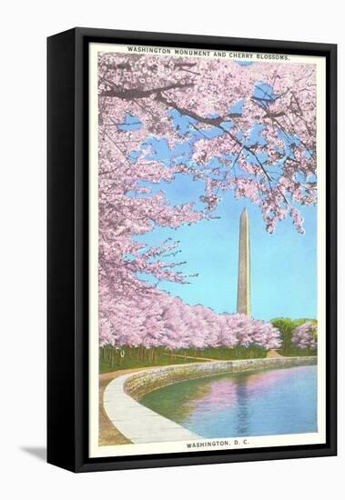 Cherry Blossoms, Washington Monument, Washington D.C.-null-Framed Stretched Canvas