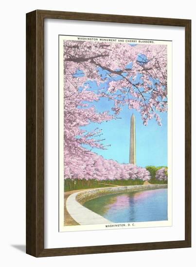 Cherry Blossoms, Washington Monument, Washington D.C.-null-Framed Art Print