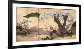 Cherry Blossoms With Pheasants-Nagataka-Framed Premium Giclee Print