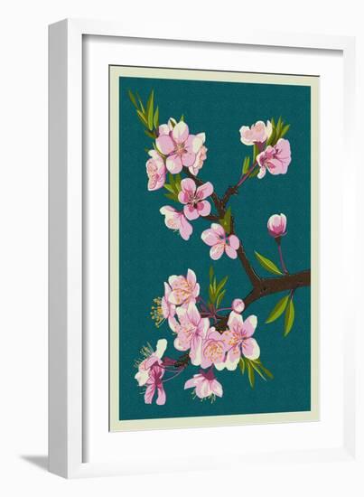 Cherry Blossoms-Lantern Press-Framed Art Print