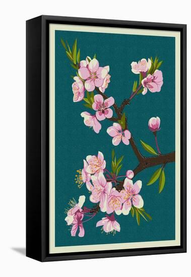 Cherry Blossoms-Lantern Press-Framed Stretched Canvas