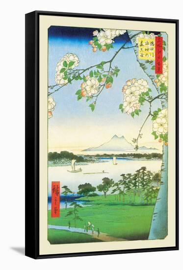 Cherry Blossoms-Ando Hiroshige-Framed Stretched Canvas