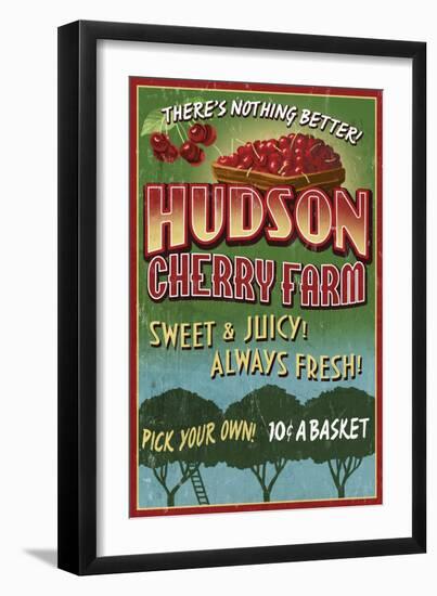 Cherry Farm - Vintage Sign-Lantern Press-Framed Art Print
