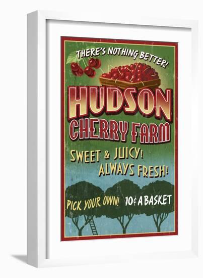 Cherry Farm - Vintage Sign-Lantern Press-Framed Art Print