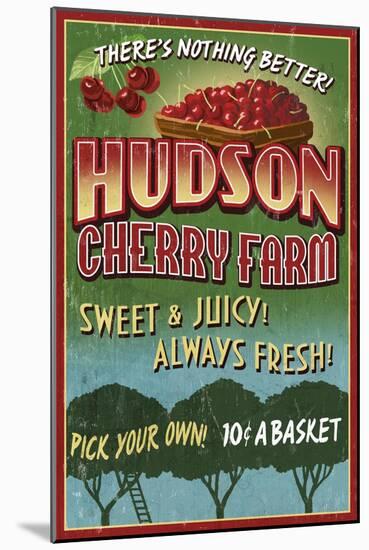 Cherry Farm - Vintage Sign-Lantern Press-Mounted Art Print