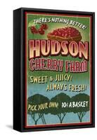 Cherry Farm - Vintage Sign-Lantern Press-Framed Stretched Canvas