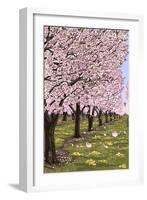 Cherry Orchard Blossoms-Lantern Press-Framed Art Print