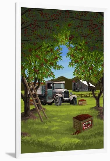 Cherry Orchard Harvest-Lantern Press-Framed Art Print