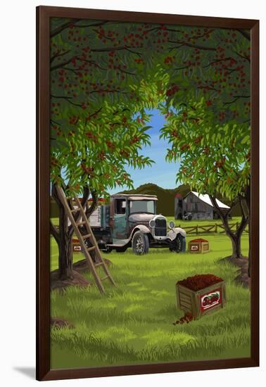 Cherry Orchard Harvest-Lantern Press-Framed Art Print