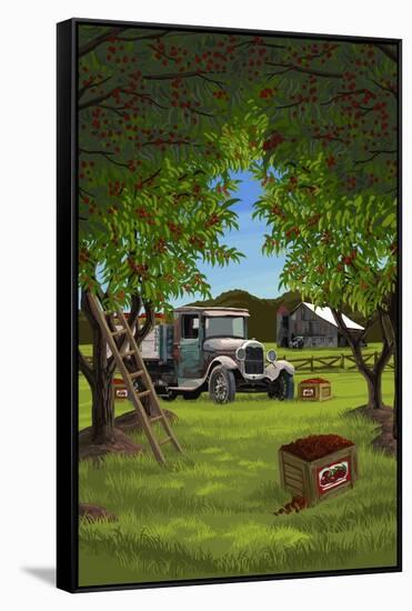 Cherry Orchard Harvest-Lantern Press-Framed Stretched Canvas