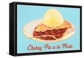 Cherry Pie A la Mode with Label-null-Framed Stretched Canvas