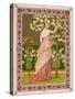 Cherry Ripe: a Pretty Lady in a Pink Dress Stands in Front of a Tree Full of Blossom-null-Stretched Canvas