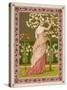 Cherry Ripe: a Pretty Lady in a Pink Dress Stands in Front of a Tree Full of Blossom-null-Stretched Canvas