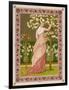 Cherry Ripe: a Pretty Lady in a Pink Dress Stands in Front of a Tree Full of Blossom-null-Framed Art Print