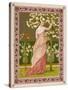 Cherry Ripe: a Pretty Lady in a Pink Dress Stands in Front of a Tree Full of Blossom-null-Stretched Canvas