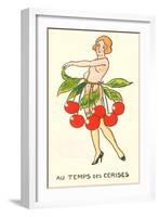 Cherry Season, Nude with Belt of Cherries-null-Framed Art Print