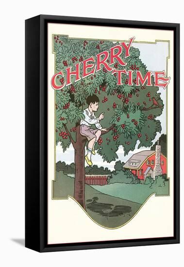 Cherry Time, Boy in Tree-Found Image Press-Framed Stretched Canvas