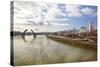 Cherry Trees along down Town Portland and Willamette River, Portland Oregon.-Craig Tuttle-Stretched Canvas