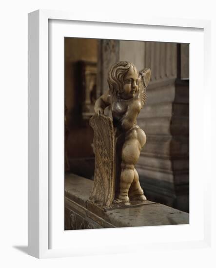 Cherub Coat-Of-Arms Holder-Agostino Di Duccio-Framed Giclee Print