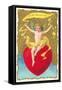 Cherub Sitting on Heart-null-Framed Stretched Canvas