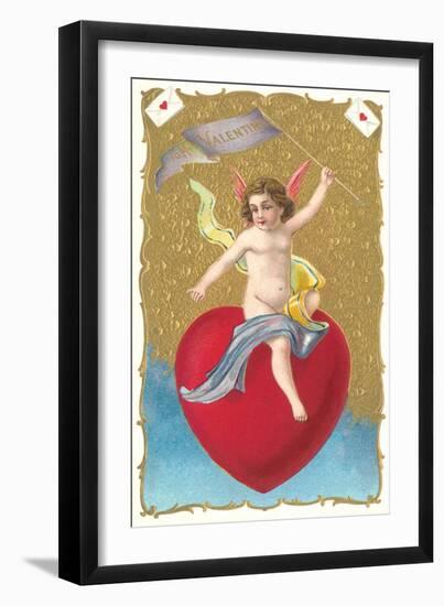 Cherub Sitting on Heart-null-Framed Art Print