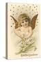 Cherub with Lilies-null-Stretched Canvas