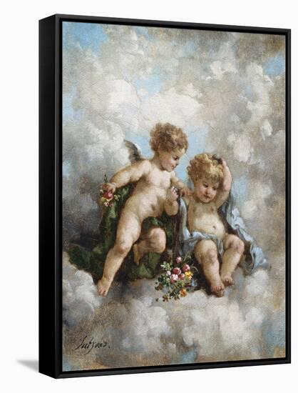 Cherubs in the Clouds-Charles Lutyens-Framed Stretched Canvas