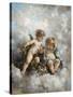 Cherubs in the Clouds-Charles Lutyens-Stretched Canvas