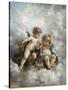 Cherubs in the Clouds-Charles Lutyens-Stretched Canvas