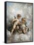 Cherubs in the Clouds-Charles Lutyens-Framed Stretched Canvas